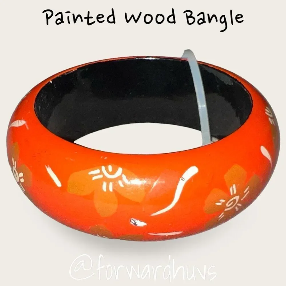 Hand Painted Wooden Bangle Bracelet - Made in India